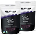 Terrasoul Superfoods Organic Acai Berry Powder, 4 Oz (Pack of 2), Freeze-Dried for Freshness, Omega Fats Boost for Smoothie Bowls, and Antioxidant-Packed Superfood Recipes