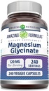 Fórmulas increíbles Magnesium (Glycinate) 120 mg Por Servir Suplemento Silencio Veggie Capsules Silencio con Magnesium Glycinate Silencio No-GMO Silencio Gluten Gratis (240 Conteo)