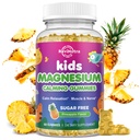 Gummies de magnesio para niños con L-Theanina, Chamomile, Licorice, Vitamina D, B6 para dormir, Relajación, Cerebro &amp; Muscle, Piña libre de azúcar 60ct