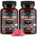 YUM-V'S Calcio, Magnesio, Zinc &amp; Vitamin D Gummies, Cal Mag Chewable Suplemento, Vegetarian Kosher Halal Natural Raspberry Flavor Gummies for Adults Women &amp; Men - 90 Conde (Pack of 2)