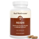 Setas Reales Reishi Mushroom Capsules - Extractos de setas orgánicas manipulados - Reishi rojo para el bienestar diario del tranquil con Glucans de beta verificado Vegan, No GMO, No hay rellenos de grano, 200 ct