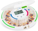 Dispensador automático de píldoras en vivo con organizador electrónico de medicamentos de 28 días, 6 plantillas de dosis, pantalla LCD fácil de leer, sonido " alertas de luz " clave para las recetas, vitaminas, suplementos "