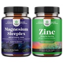 Bundle of High Absorption Magnesium Sleep Supplement - Melatonin-Free Magnesium for Sleep and Zinc 50mg Immune Support - Zinc Complex Supplement for Immune System