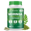 Moringa Capsules  800mg Pure Moringa Powder Capsules – Soporta Energía, Esquí y Gut Health, Sistema Inmunitario – Superalimentos Verdes con Vitaminas y Aminoácidos (90 Caps)
