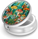 Pill Box-3 Compartment Small Pill Case for Purse &amp; Pocket Mini Metal Pill Holder Travel Pill Container to Hold Supplements Vitamins BPA-Free (Mushroom Forest)