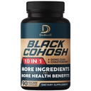 Black Cohosh Suplemento - 3 Menopause &amp; Immune Health - Blend of 12 Potent Herb Incluye Dong Quai, Chasteberry, Wild Yam, Red Clover, Black Pepper &amp; Others - 90 Vegan Capsules