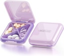 DUBSTAR Pill Case,Small Pill Box - Waterproof Daily Small Pill Case for Purses Pocket Compact Travel Medicine Holder for Vitamins,Fish Oils,Supplements (4-Compartments, Purple)