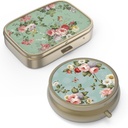 Caja de Pill Funda de Pill con Mirror Retro Caja de Pill Pequeña para Propósito o Bolsillo Caja de Pill o Vitaminas, Aceite de Pesca, Suplementos, Pill Containe Travel Gifts(2PCS)