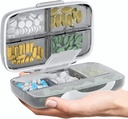 Organizador de píldoras de viaje - Airtight Medicine Case for Traveling Portable Pharmacy Box with Labels Vitamin Container 8 Compartment Supplement Medication Holder Large Capacity Daily (Alemania)