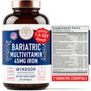 Multivitamina Bariat con Hierro - 45 mg Hierro Fácil de Tragar, Una a Día Vitaminas Bariatrices para Mujeres y Hombres - Gastric Bypass, Gastric Sleeve Recuperación Vitamina Multivitaminas - 30 Caps