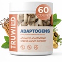 TruWild Adaptogen Blend with Cordyceps Maca Ashwagandha - Full Spectrum Mushroom Blend for Daily Support and Function, All Natural Formula with 7 Key Ingredients, 60 Capsules