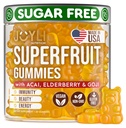 Joyli Superfruit Gummies - Frutas sin azúcar Multivitamínicas para adultos - Vitaminas Naturales Gummy para Hombres con Goji, Elderberry, Vitaminas A, C, D &amp; E - Soporta inmunidad, digestión &amp; energía