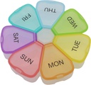 7 días organizador semanal de píldoras redondas, ShysTech gran caja de píldoras caja 1 vez un día para píldoras/medicación/suplementos/Vitamin (Multi-Color)