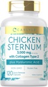 Carlyle Chicken Sternum Cartilage Collagen Capsules ← Tipo II 3000mg Silencio 120 Píldoras  durable with Hyaluronic Acid ¦ Non-GMO, Gluten Free