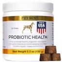 PetScy - Mandíbula probiótica para perros, Probiótico para perros de todas las edades, Tallas &amp; Ganchos con fibra prebiótica y Omega-3 puro  Mejora la piel, la carne y la salud de Gut, 30 Chews