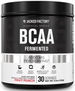 Fábrica Jacked BCAA Powder (Fermented) - 6g Cadena ramificada Suplemento Aminoácidos esenciales para la recuperación muscular mejorada, fatiga reducida, aumento de fuerza, crecimiento muscular - 30 servidumbres, fruta Punch