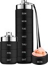 Mossime Metal Pill Organizador Semanal, Caja de Píldora A prueba de Agua, Gran Contenedor de Casos de Aleación de Aluminio, BPA Gratis 7 Días Medicina diaria Organizador de Vitamina, Petróleo de Pesca, Suplemento