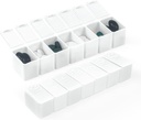 Organizador semanal de pequeñas píldoras, caso de 7 días de píldoras, caja de medicina diaria de casos de vitaminas, contenedores para medicamentos suplementos aceite de pescado(2Pcs,White)