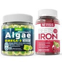 Vegan Omega 3 Gummies 1000mg+Iron Suplemento 12.5mg