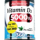 Laboratorio FITO MEDIC - Vitamina d - 5000 UI de - Vitamina d3-360 Softgels - Vitamina d3 5000 iu - para Bone, Dientes, Musculo e Immune Health Support, Ultra alta Absorción, vitamina d3.