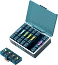Organizador semanal de píldoras 4 veces al día, Grandes Compartimientos Pill Box 4X 7 Día, Medicina Organizador Pill Case for Pills/Vitamins/Fish Oils/Medication/Supplements (4x7 Blue)