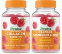 Colágeno Lifeable &amp; Biotina + Calcio, Magnesio, Zinc &amp; Vitamina D, Gummies Bundle - Gran Tasting, Suplemento de Vitamina, Gluten Gratis, GMO Gratis, Chewable Gummy