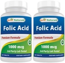 Best Naturals Folic Acid 1000 mcg (Vitamin B9), 240 Tabletas (1000 mcg (Pack of 2))