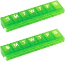 EZY DOSE Organizador semanal de píldoras (7 días), Caja de Medicina, Caja de Planificador de Vitamina, Pequeños Compartimientos de bloqueo Medicamentos de Prescripción Seguros y Evitar la espiración, Colores May Vary (Bloqueo pequeño - 2 Pack)