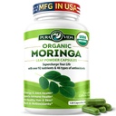 PURA VIDA MORINGA Capsules Single Origin Moringa Powder Organic. Pure Moringa Leaf. Energía, Metabolismo, &amp; Apoyo Inmunitario. 120ct. 500mg Caps.