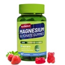 Magnesio Glycinate Gummies 500mg con L-Threonate 300mg - Suplemento de potasio sin azúcar con vitamina D, B6, CoQ10 - sabor a fresa - 60 Gummies
