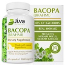 Jiva Botánicos Bacopa Monnieri Suplemento Puro 1000mg por Serving - Alta Potencia Bacopa Monnieri (Brahmi) " Extracto para cerebro normal, Focus, " Apoyo a la memoria - Herbs ayurvédico - 60 cápsulas