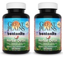 Yerba Prima Great Plains Bentonite Clay Caps Plus Herbal Detox (Pack of 2) - Grado de alimentos - Liver &amp; Colon Cleanse Supplement Capsules