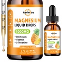 gotas líquidas de magnesio Glycinate, 1000 mg de suplemento líquido de magnesio para el sueño, Nerve, energía, músculo, hueso, calma " , alta absorción, 2 Fl Oz, sabor de piña libre de azúcar