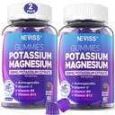Gummies de magnesio de potasio - Suplemento de potasio w/Ashwagandha 200mg, Glycinate de magnesio,B6,B12, Citrato de p-otasio para cáñamo de pierna, musculo,Electroyte para adultos Niños,Sin azúcar, 2 Pack