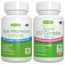 Complejo de Magnesio Triple + Super B12-Complex Energy Bundle, Alta Absorción Glycinate Chelated, Taurate & Citrate Magnesium + Alta Absorción Sublingual B12, Vegan, por Igennus