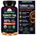 CANCER SCIENCES Turquía Tail Wellness Mushrooms Suplemento, USDA Certified Organic Extract, Extra Strength 1,500 mg, High Potency 40% Beta-Glucans, Gut & Immune Support, Natural Digestive, 120 Capsules