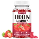 Iron Gummies Supplement for Women & Men, Kids Iron Supplements for Anemia with Vitamin C, B12, Folate - Blood Builder & Energy Support for Iron Deficiency - Sugar Free Strawberry Flavor, 60 Gummies