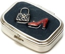 9310 Rectangular Small Pill Organizer Black Red Gold Women Travel Pill Case Purse Pocket Container Daily Portable Medicine Vitamin Box Medication Suplemento Mini Almacenamiento