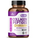 Peptides colágeno para mujeres con colostrum, biotina y queratina - Tipo I, II, III, V, X - 5X Absorción superior - Piel de pelo y uñas Vitaminas - Collagen para mujeres - Píldoras colágenas - 60 cápsulas