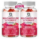 Magnesio Glycinate Gummies 400 mg con 100 mg Magnesio compuesto - Suplemento de Potasio de Magnesio Chelatado con Vitamina D, B6 Asistencia calma, sueño, memoria y calambres musculares, azúcar libre - 120 Gummies