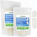 XPRS Nutra Tamaño 1 Gelatina Cápsulas separadas - 100 Cápsulas vacías Separadas en bolsas - Píldoras limpias para rellenar suplementos de bricolaje
