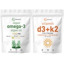 Micro Ingredientes Vitamina D3 5,000iu + K2 100mcg Softgels & Vegan Omega 3 Algae Oil Supplement Bundle 2 Pack ← Esencial Sunshine Vitaminas  Omega-3 Full Spectrum Alternative to Fish Oil