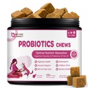 NATURE TARGET Probiotics for Dogs & Digestive Enzymes for Digestive Health - Plus Fish Oil & Vitamins Supplement for Allergies & Immune & Itchy Skin, 120 Chicken Flavor Probiotic Soft Chews