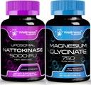 WELLNESS LABSRX Nattokinase Suplemento cápsulas - 5000 FU - Magnesium Glycinate Capsules 750 MG