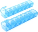 2 Packs Pequeño organizador semanal de píldoras, caja de carga diaria de bolsillo para píldoras/Vitamin/Fish Oil/Supplements (Blue)