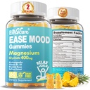 Azúcar Magnesium Glycinate Gummies 400mg con Ashwagandha, B1, B3, Rhodiola Rosea &amp; Saffron para el descanso, Mood &amp; Calm Magnesium Gummies for Adults, Chewable Magnesium Supplement, Vegan, 120Ct