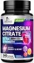 Suplemento de Citrato de Magnesio Píldoras 1000mg - 3X Strength Magnesium Suplementos para Bone, Muscle, Heart, Nature's Sleep Support for Men &amp; Women, Vegan Mag Mineral, Non-GMO, Botellado en EE.UU., 240 cápsulas