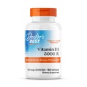 La mejor vitamina D3 5000IU, no GMO, Gluten &amp; Soy Gratis, Regula la función inmunitaria, soporta los huesos saludables, blanco, sin sabor, 180 conteo