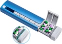 Daviky Metal Travel Pill Organizer, Premium Aluminum Pill Box 7 Day, Weekly Daily Pill Case, Stylish Pulsera Cute para medicamentos, suplementos y vitaminas (Blue+Gray)