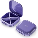 Caja pequeña de pill, Caja de Píldora de Viajes, Organizador de Píldoras portátiles, Contenedor de Píldoras para Pócket 4 Compartimientos, Contenedor de Medicina de Viajes Compactos Diarios para Medicación de Vitaminas (Purple)